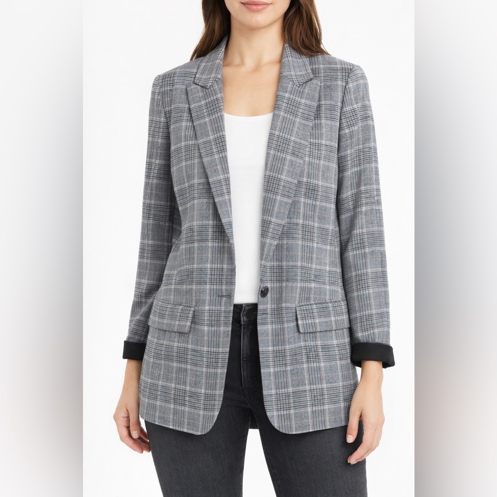 H&M Classic Gray Checkered Blazer